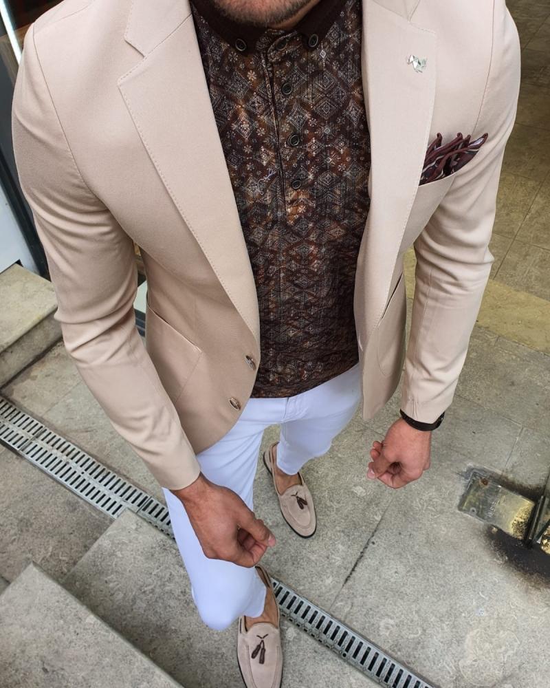 Bando Ogden Beige Slim Fit Blazer: Elevate Your Wardrobe