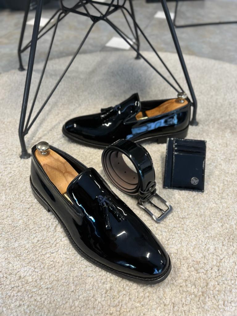 Owensboro Black Patent Leather Tassel Shoes for Men