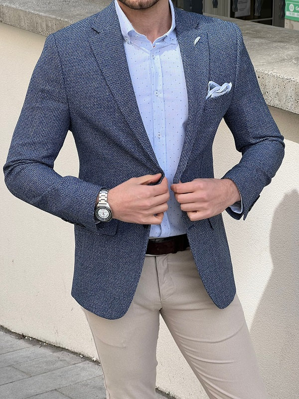 Rockford Blue Slim Fit Notch Lapel Blazer for Sophisticated Style
