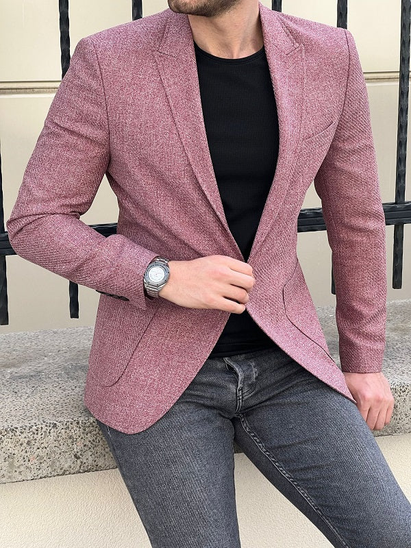 Rockford Burgundy Slim Fit Wool Blazer for Elegant Occasions