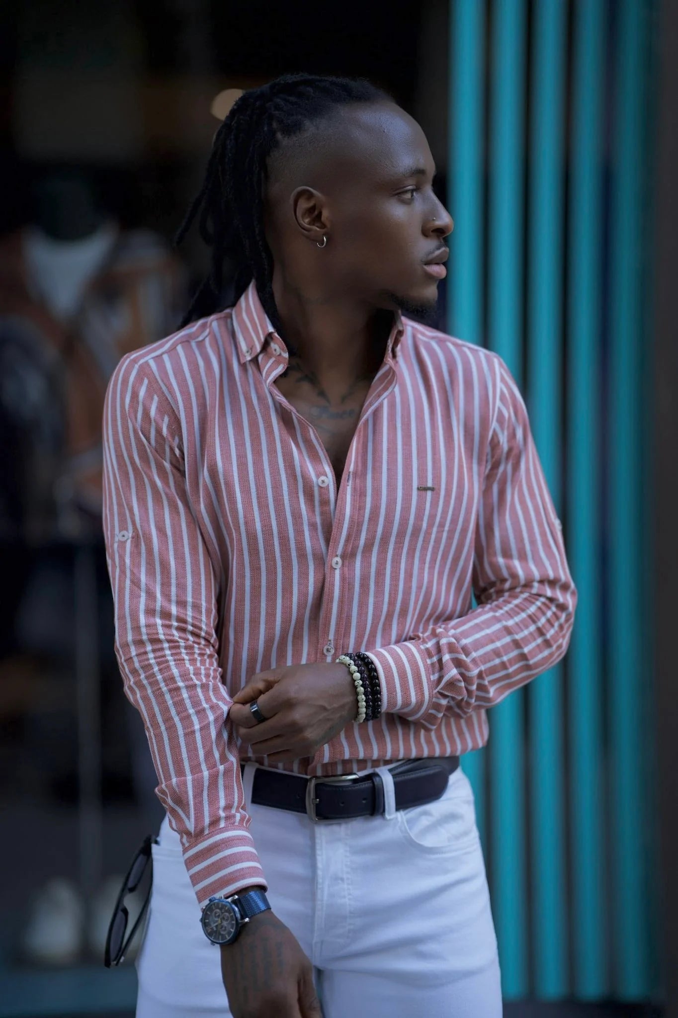 Brabion Milano Slim Fit Striped Camel Shirt - Versatile Elegance