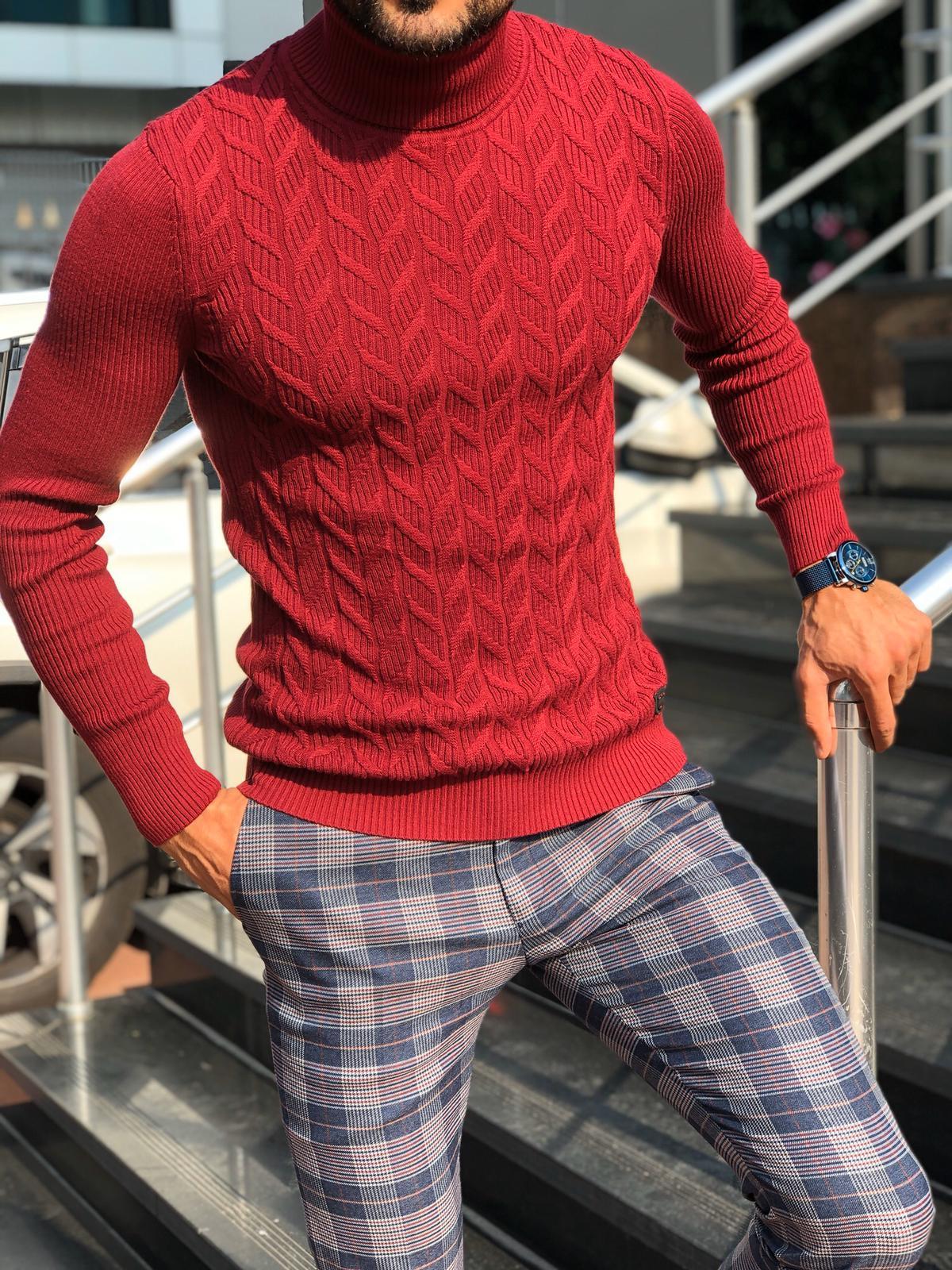 Calvin Slim-Fit Turtleneck Knitwear Red