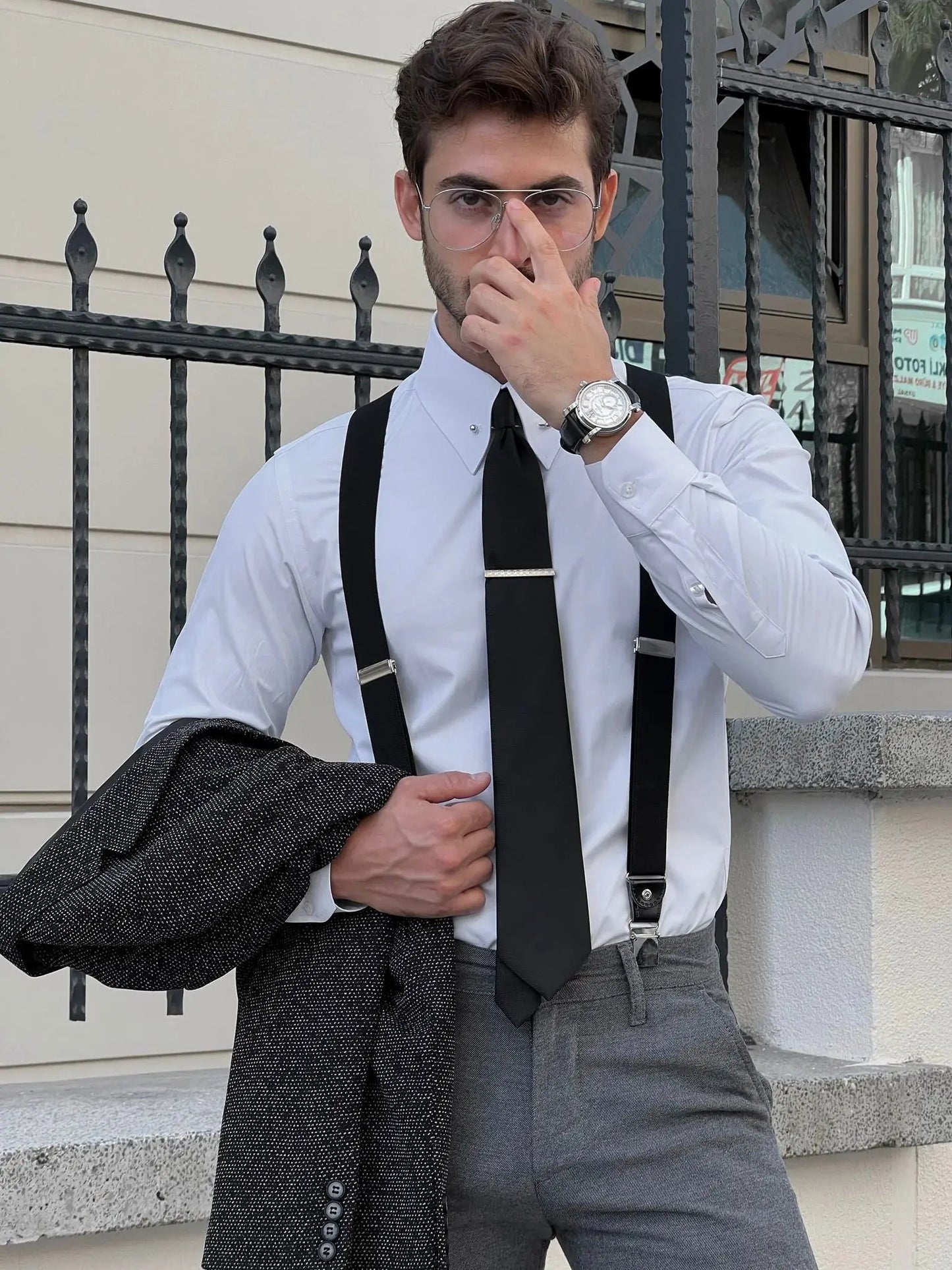 Brabion Milano Slim Fit Metal Buttoned Cotton White Shirt - BRABION