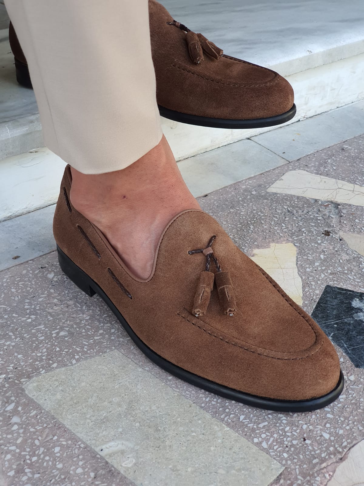 Cole Brown Suede Tassel Loafers - Elegant Comfort for Every Occasion