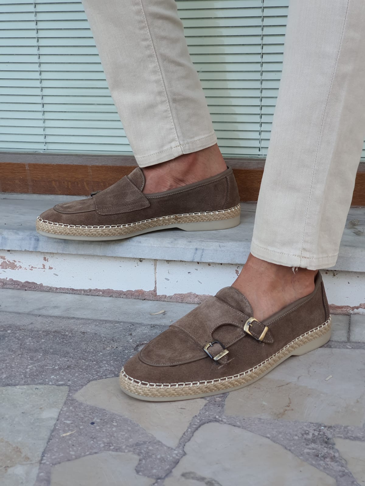 Cole Beige Suede Double Monk Strap Loafers - Elevate Your Style