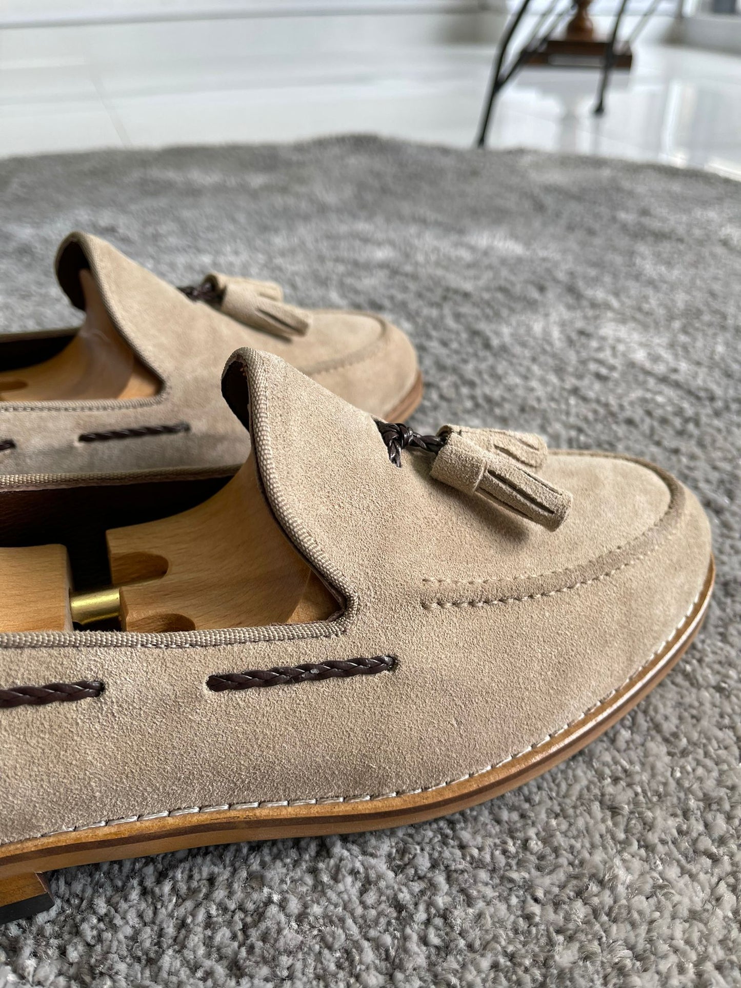 Remy Beige Suede Tassel Loafers