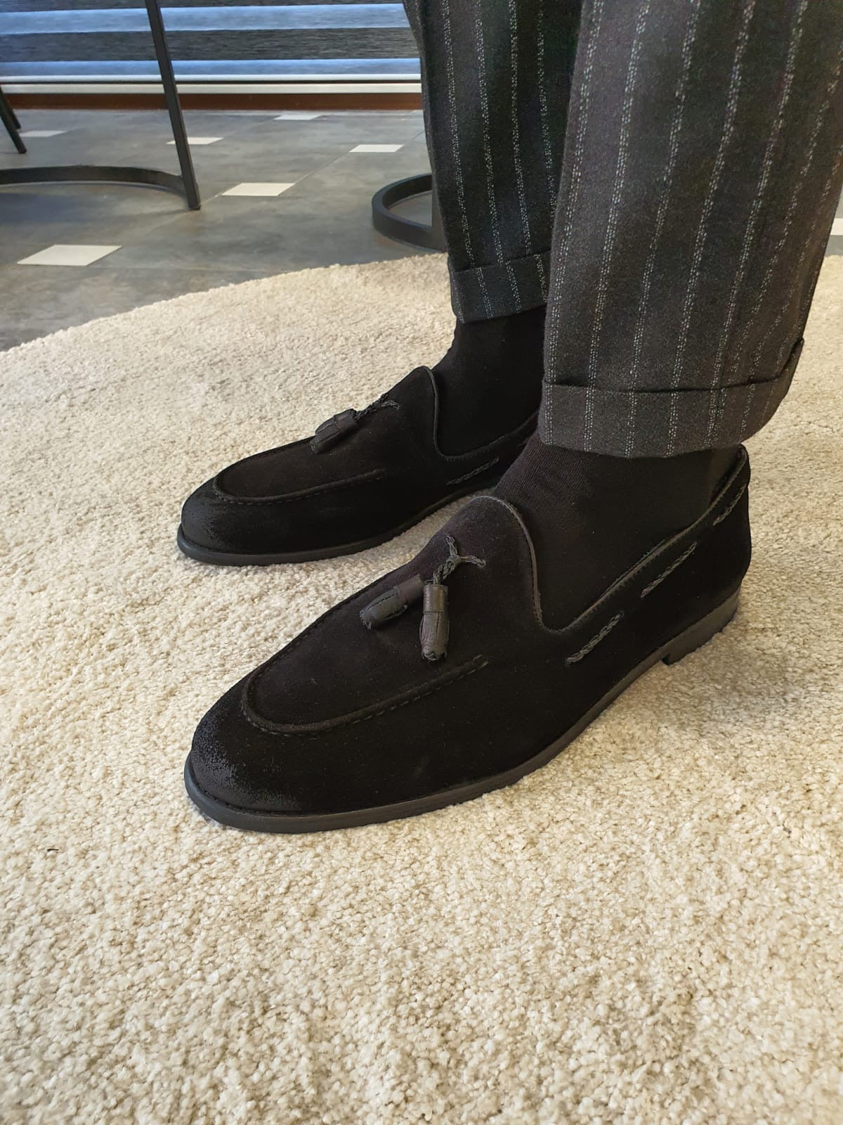 Stefano Black Suede Tassel Loafers: The Ultimate in Elegance and Comfort
