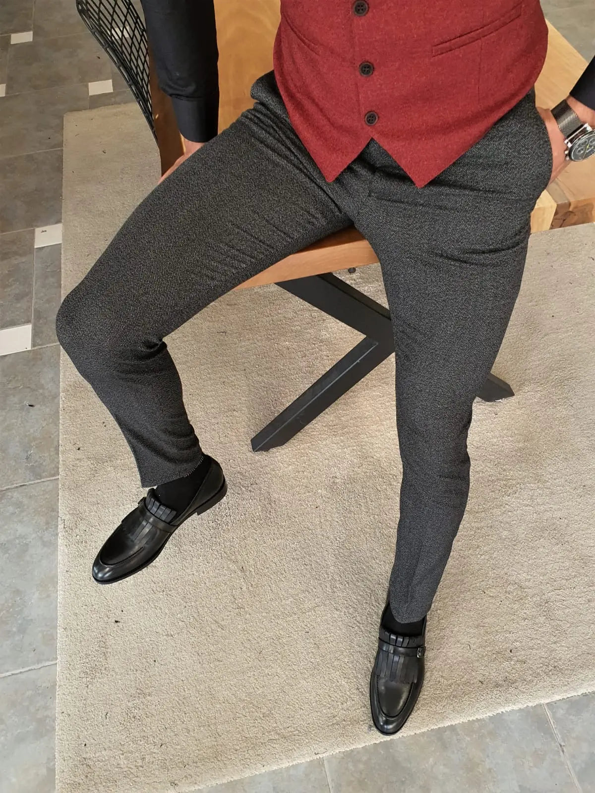 Men's Claret Red Slim Fit Suit – Elegant Versatility for Every Occasion BOJONI