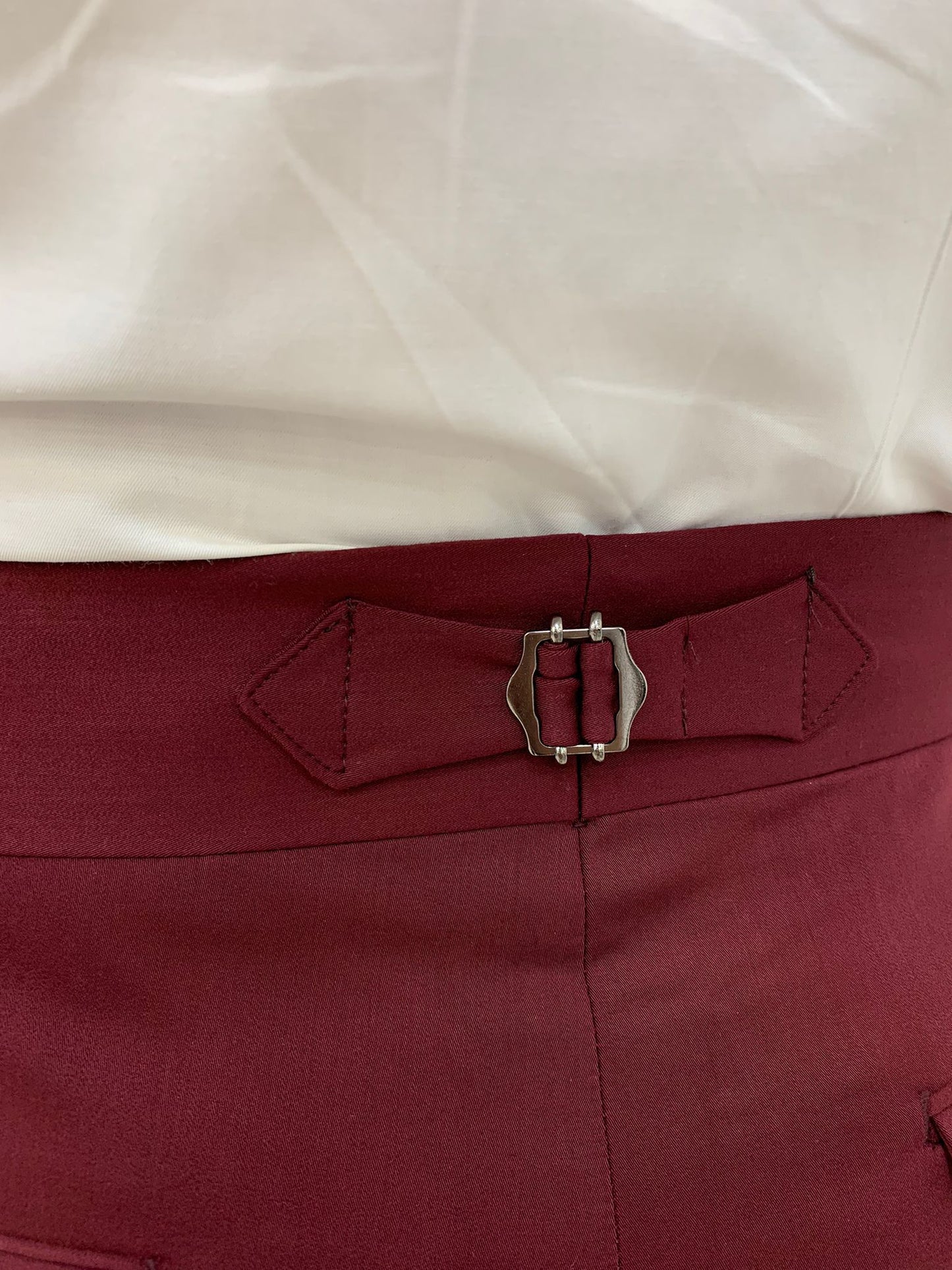 Burgundy Buckled Canvas Trousers for Every Occasion