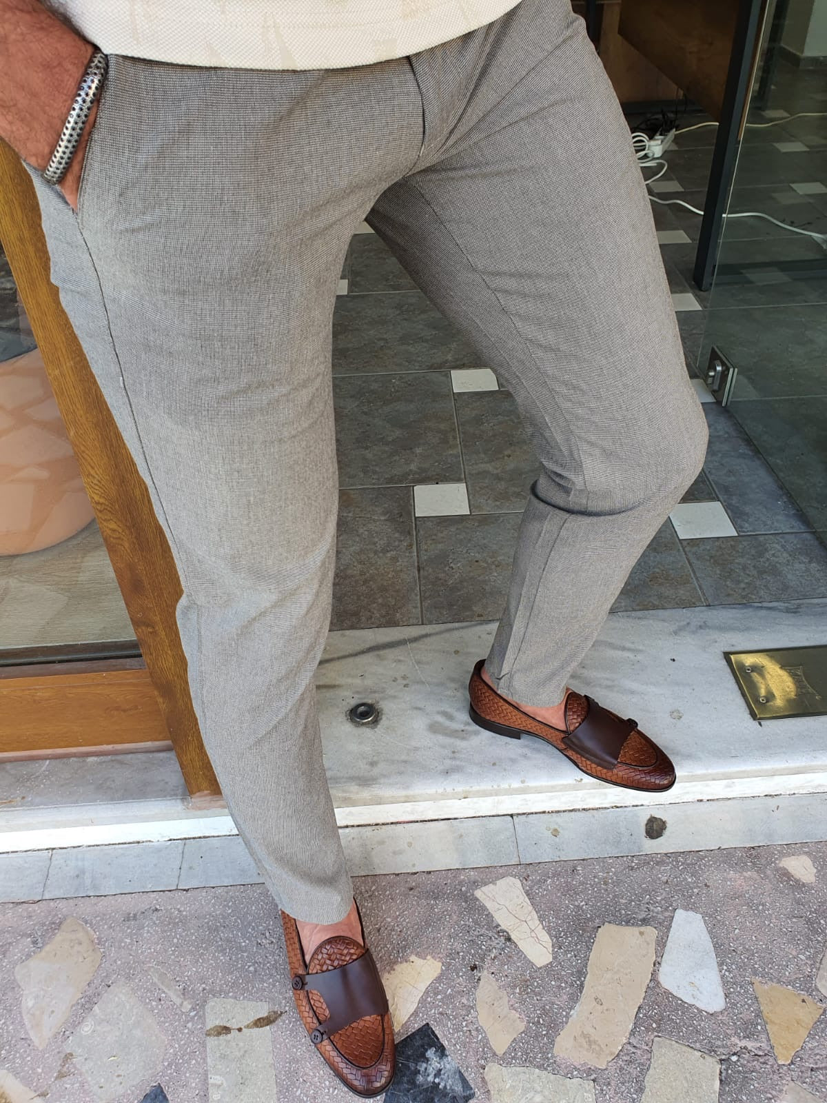 Bristol Light Brown Slim Fit Cotton Pants for Every Occasion
