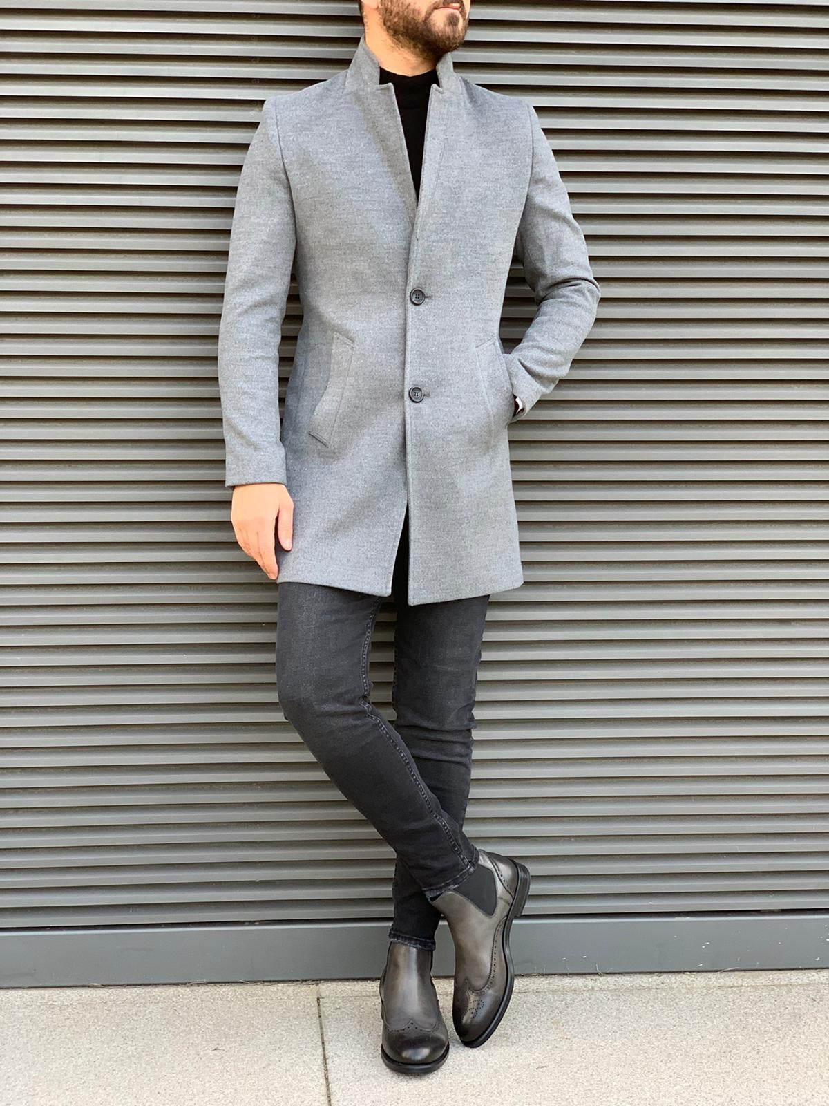 Kenzie Gray Slim Fit Wool Long Coat: Where Style Meets Versatility