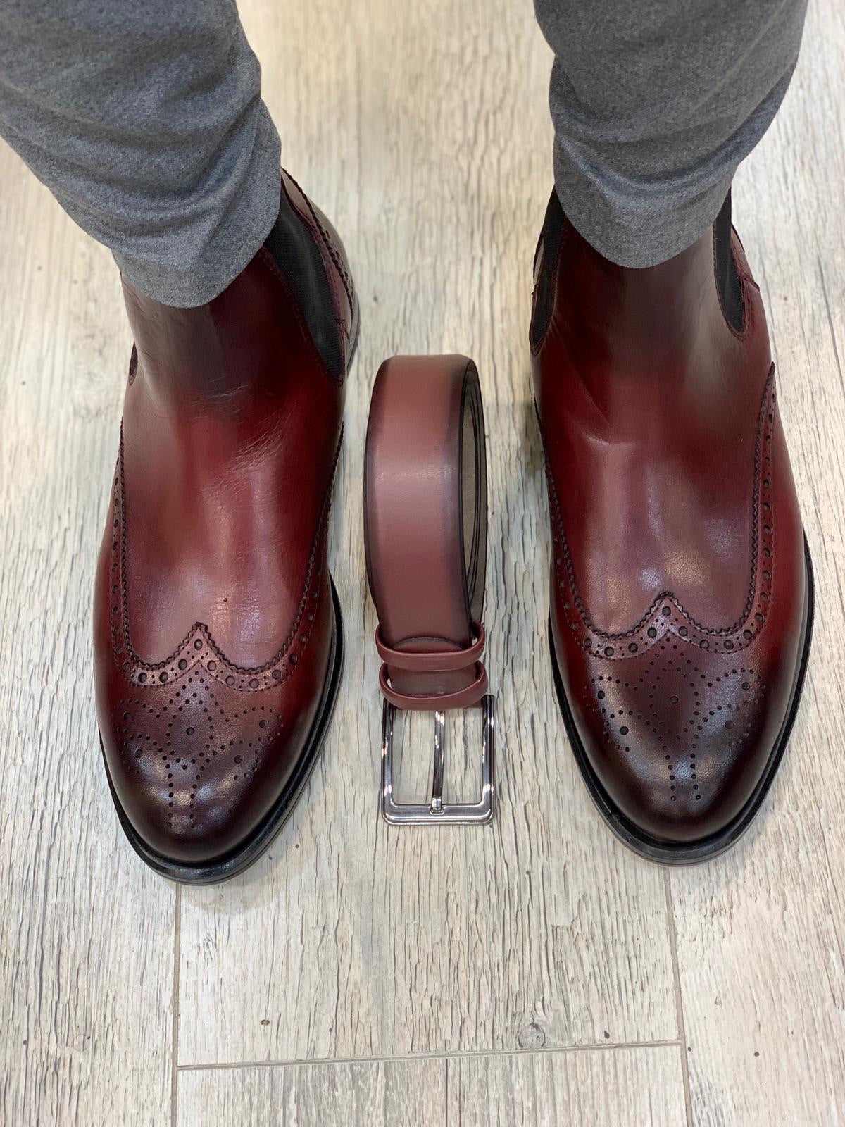 Ade Red Chelsea Boots - Elegant Leather Footwear for Men