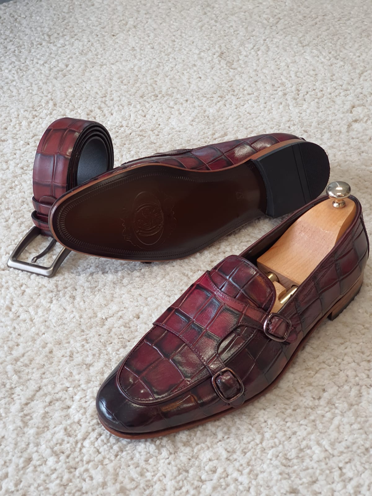 Antonio Burgundy Double Monk Strap Loafers - Redefining Elegance in Men's Footwear