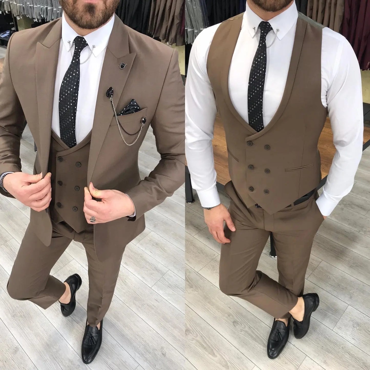Louis Slim Fit Coffee Suit – Elegant Three-Piece Ensemble for Every Occasion BOJONI