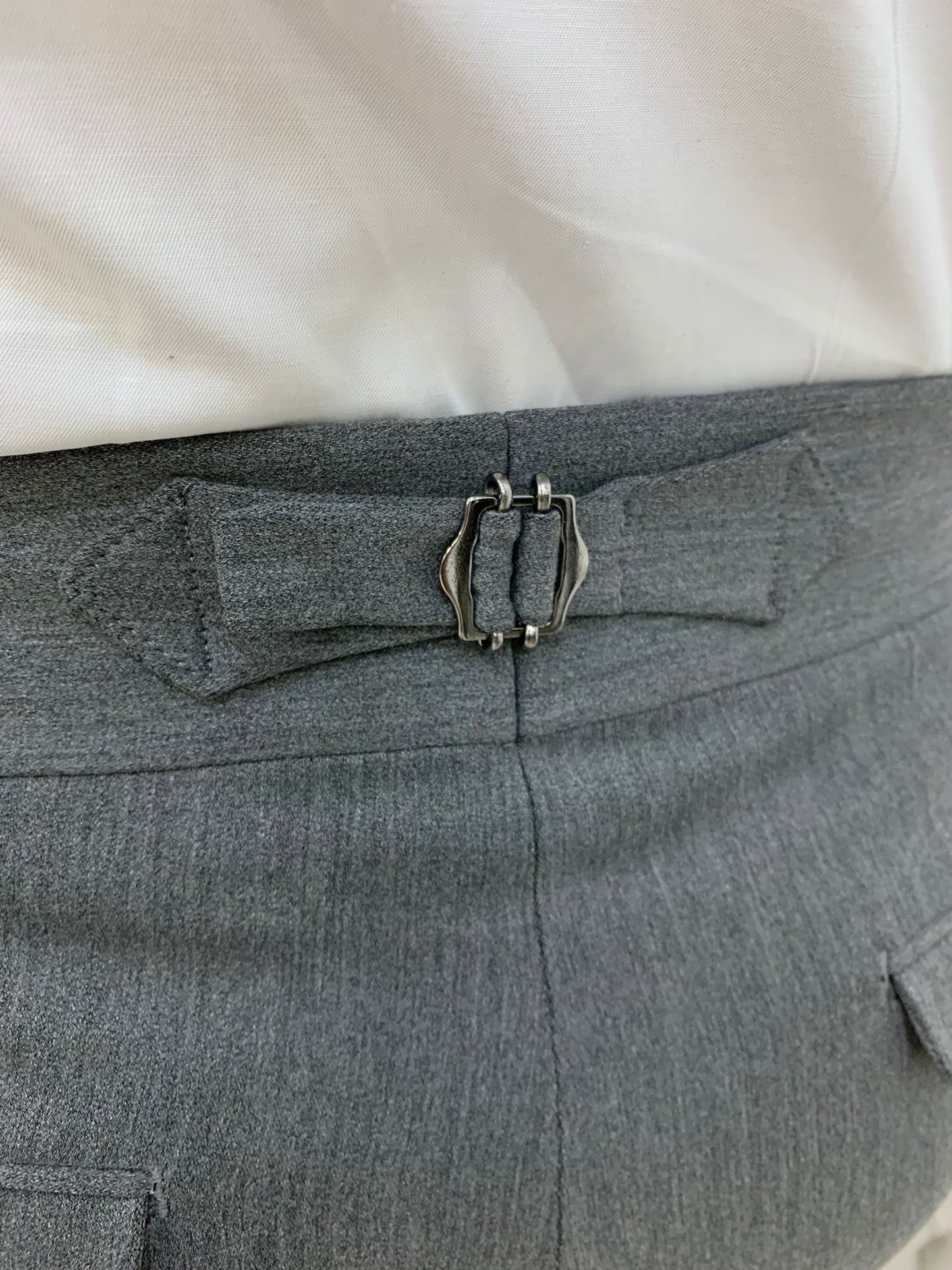 Grey Buckled Canvas Trousers for Every Occasion