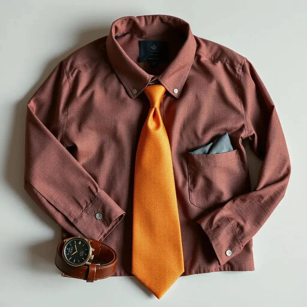 Neatly pressed dress shirt with French cuffs and silver cufflinks styled with a tie and pocket square