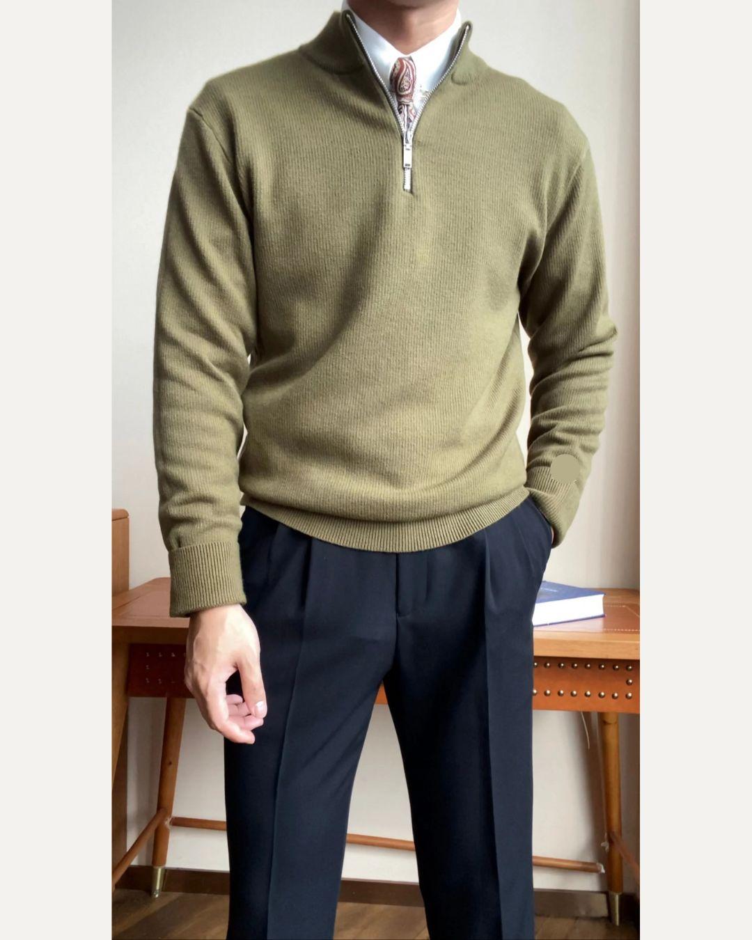 Men’s Slim Fit Zip Neck Knit Sweater