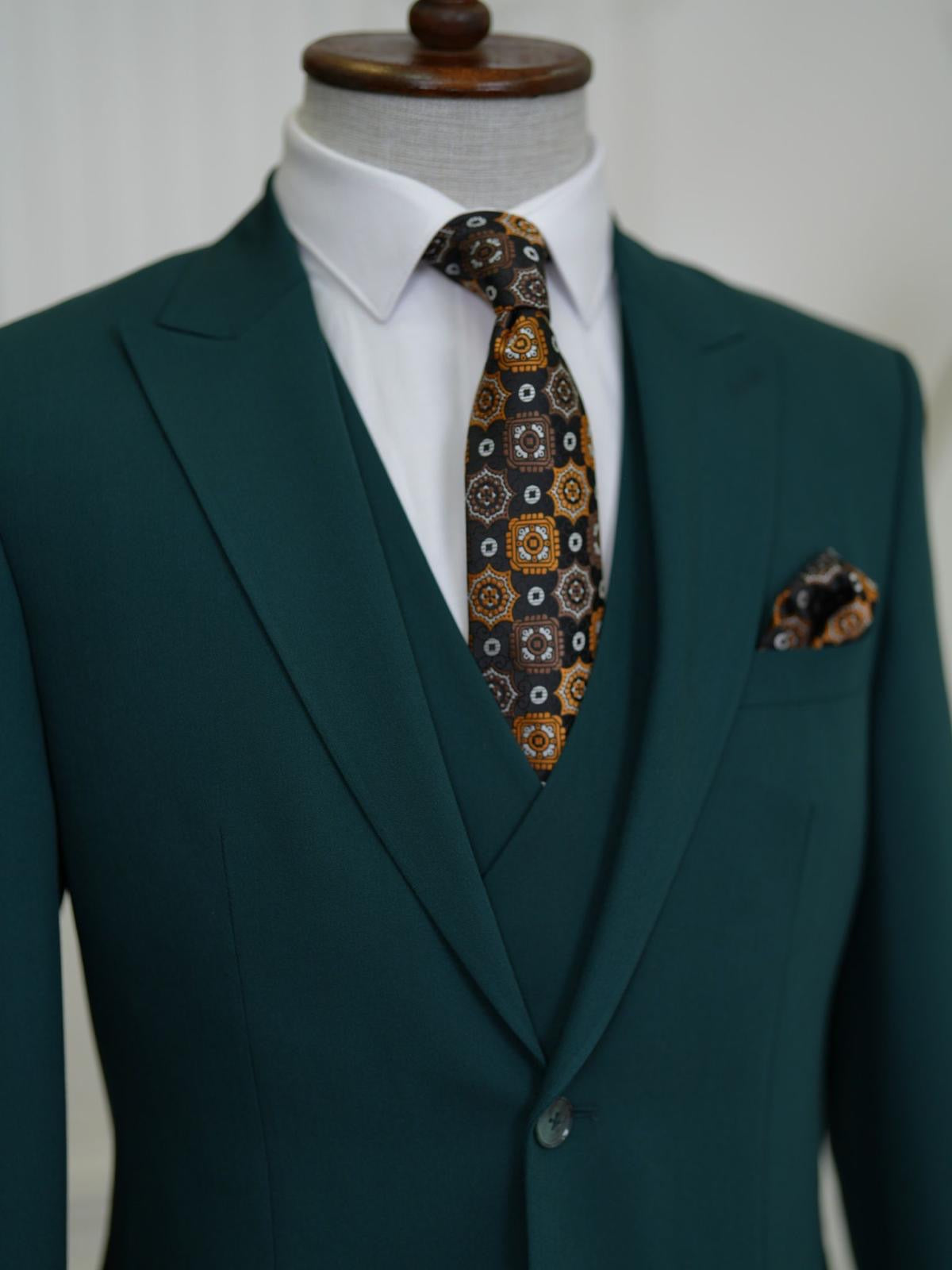 Brabion Aston Green Slim Fit 3 Piece Suit