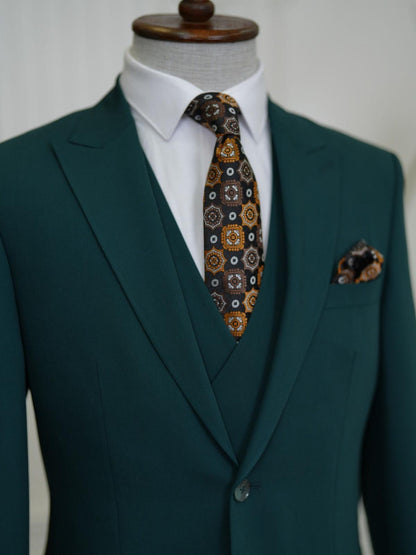 Brabion Aston Green Slim Fit 3 Piece Suit
