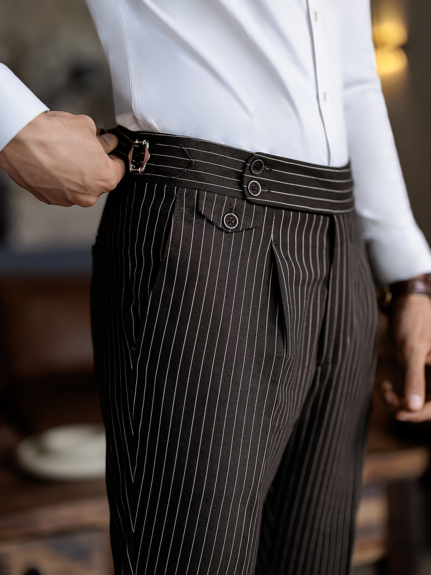 Brown Striped Double Breasted Suit 2-Piece VIOSSI