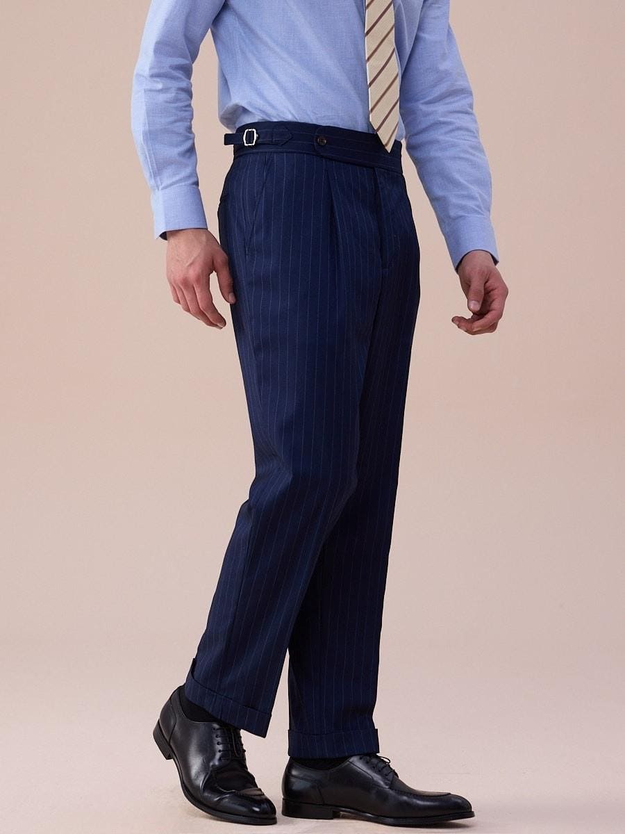 Men's Pinstripe Tailored Trousers - BRABION