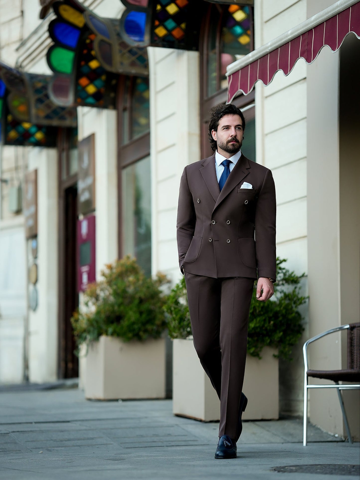 Brown Double Breasted Suit 2-Piece VIOSSI