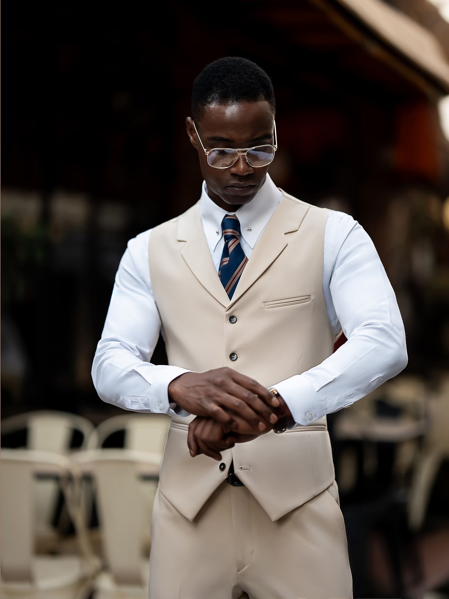 Beige Slim-Fit Suit 3-Piece VIOSSI