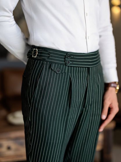 Green Striped Double Breasted Suit 2-Piece VIOSSI