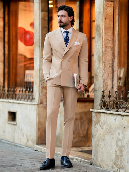 Camel Double Breasted Suit 2-Piece VIOSSI
