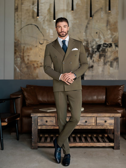Khaki Double Breasted Suit 2-Piece VIOSSI