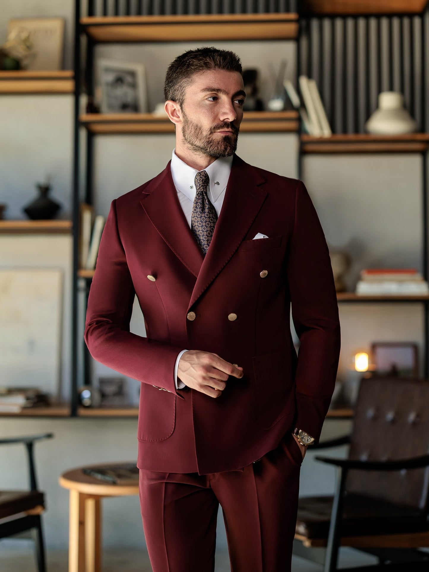 Bordeaux Double Breasted Suit 2-Piece VIOSSI