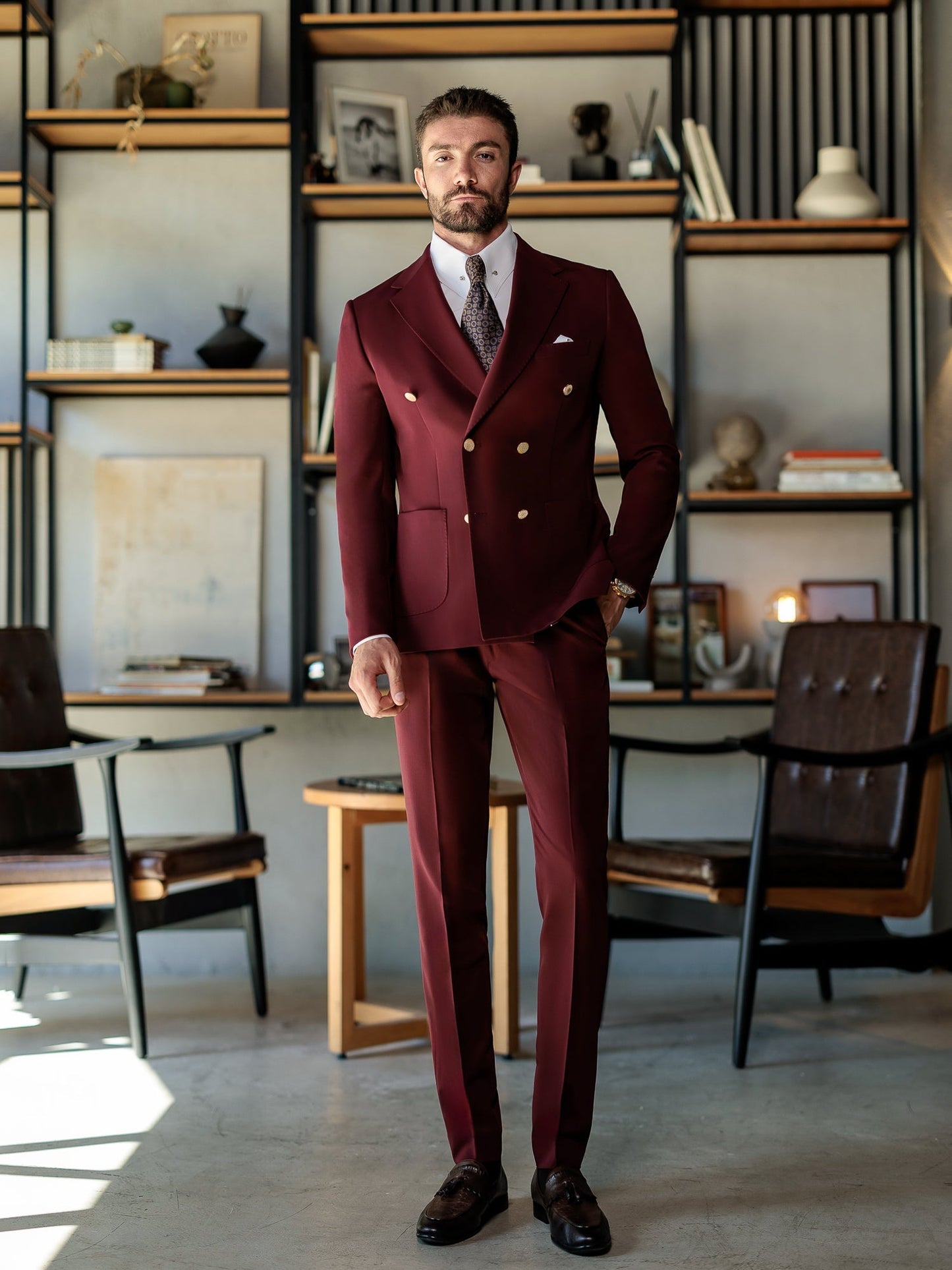 Bordeaux Double Breasted Suit 2-Piece VIOSSI