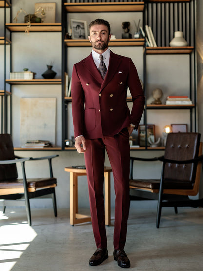 Bordeaux Double Breasted Suit 2-Piece VIOSSI
