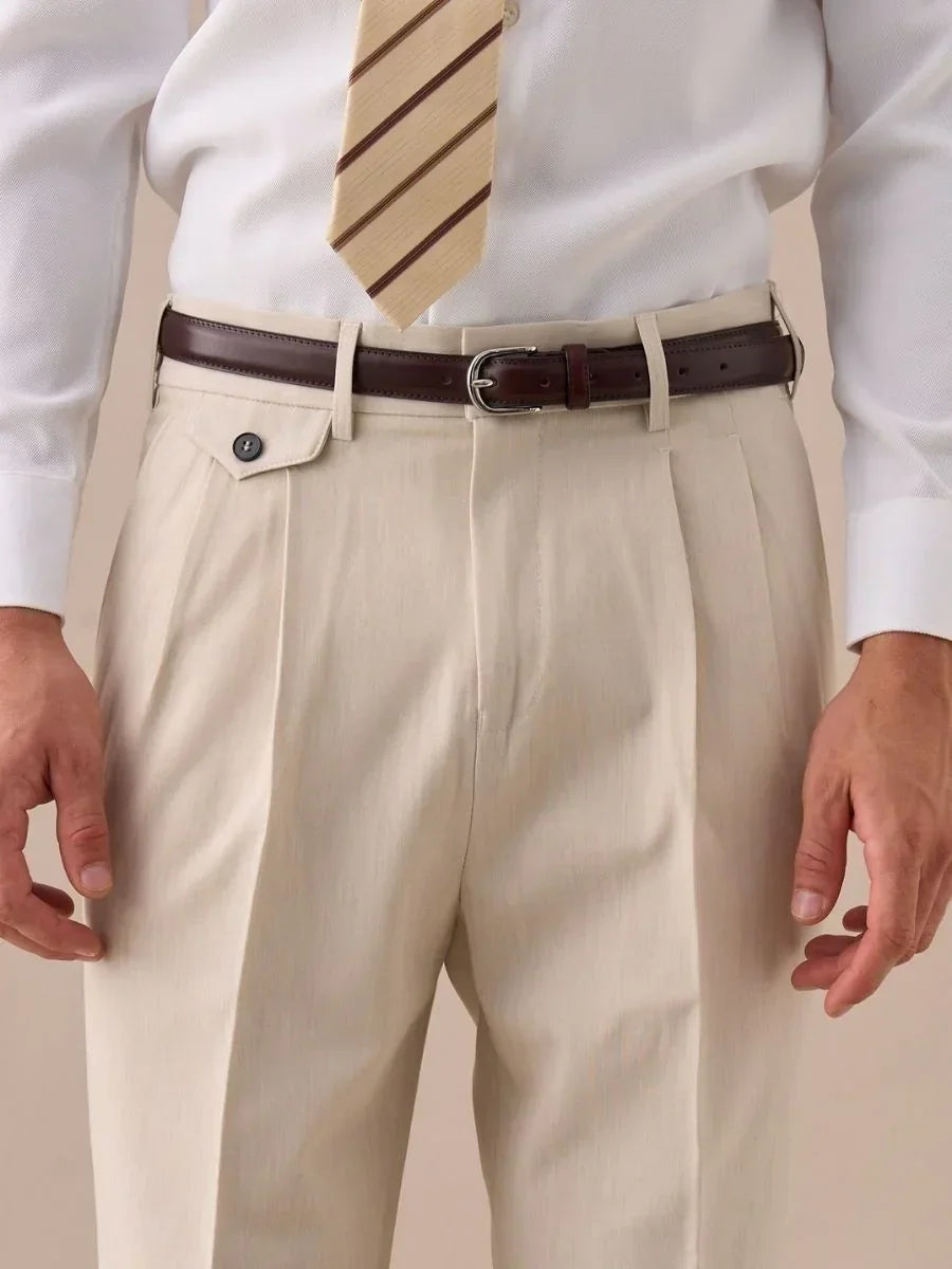 Livorno Double Pleated Belt Loop Pants - BRABION