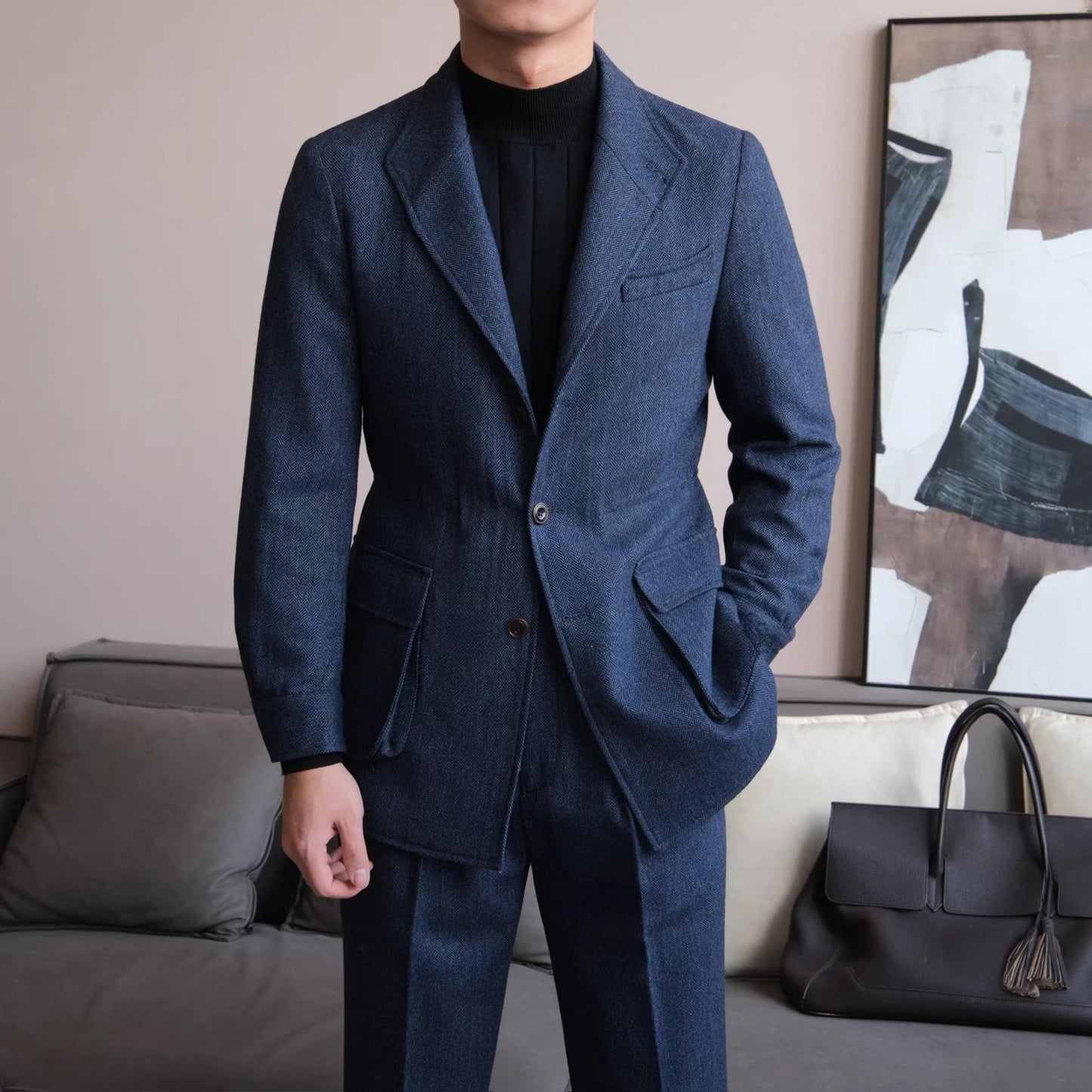 Herringbone Retro Wool Blend Jacket