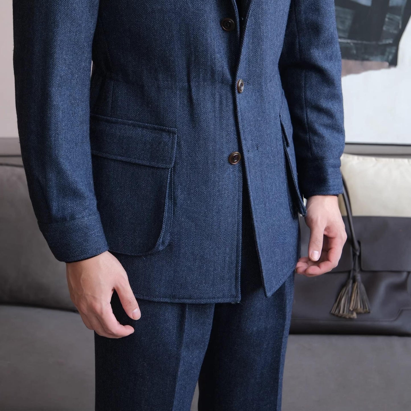 Herringbone Retro Wool Blend Jacket