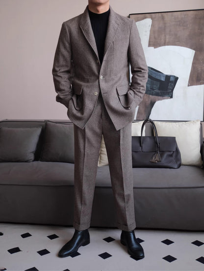 Herringbone Retro Wool Blend Jacket