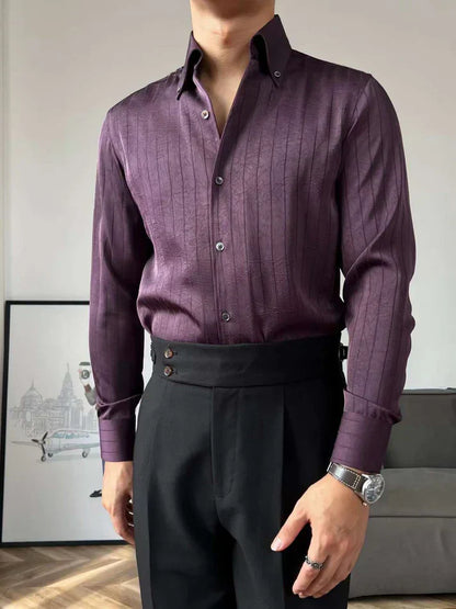 Striped Silk Shirt with Buttons