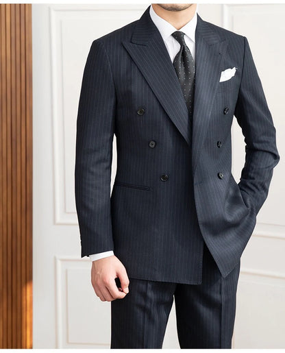 Men’s Navy Blue Striped Veroza Suit