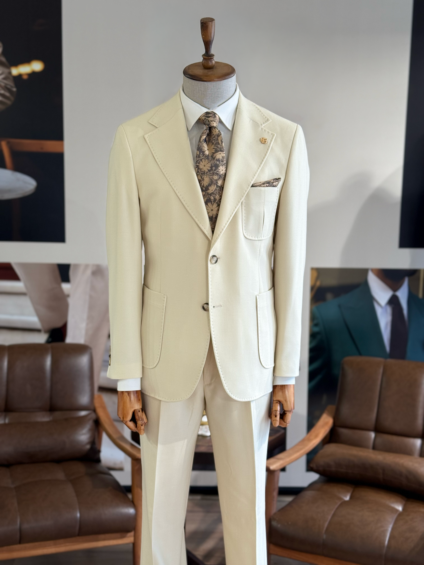 Beige Slim-Fit Suit 2-Piece VIOSSI - CB