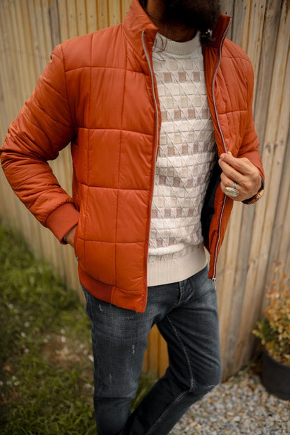 Men’s Casual Tile Jacket with Zipper Pocket Detailing