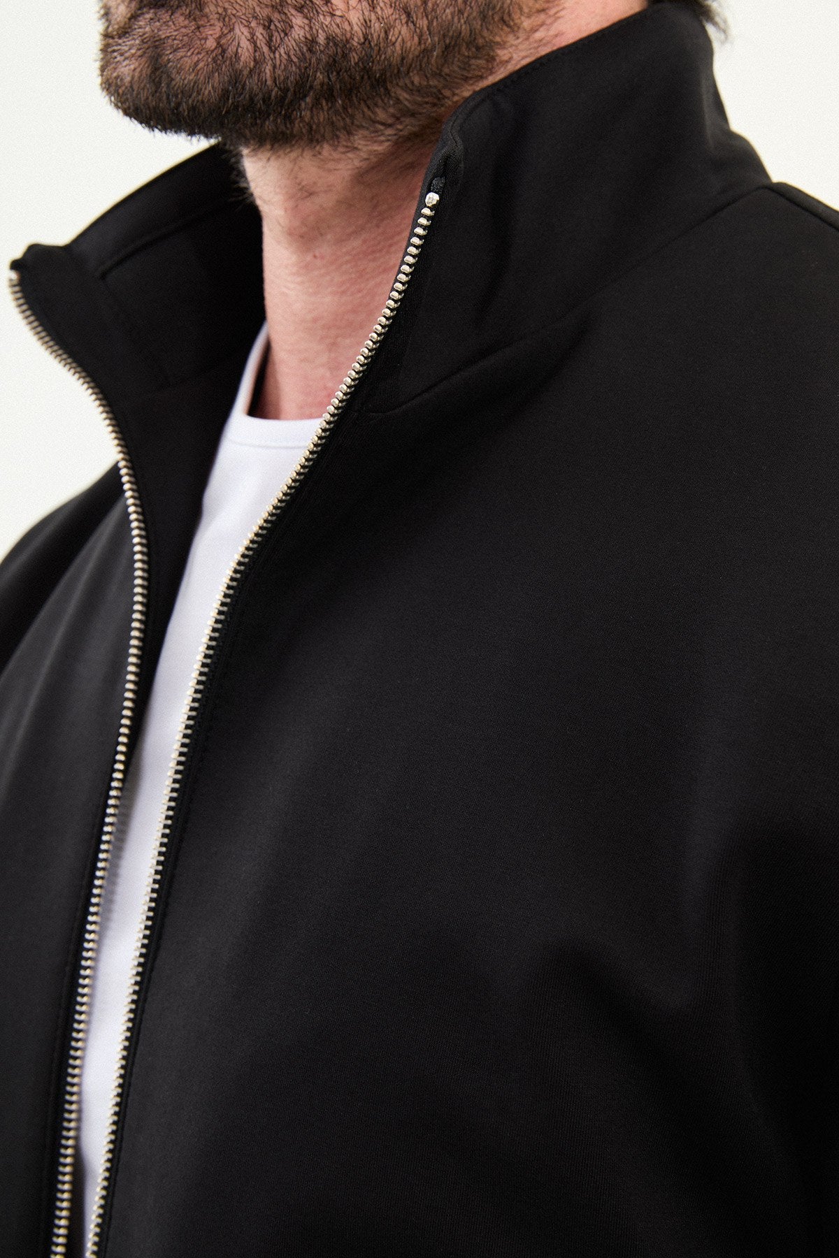 Men’s Black Slim Fit Knitwear Zip Jacket