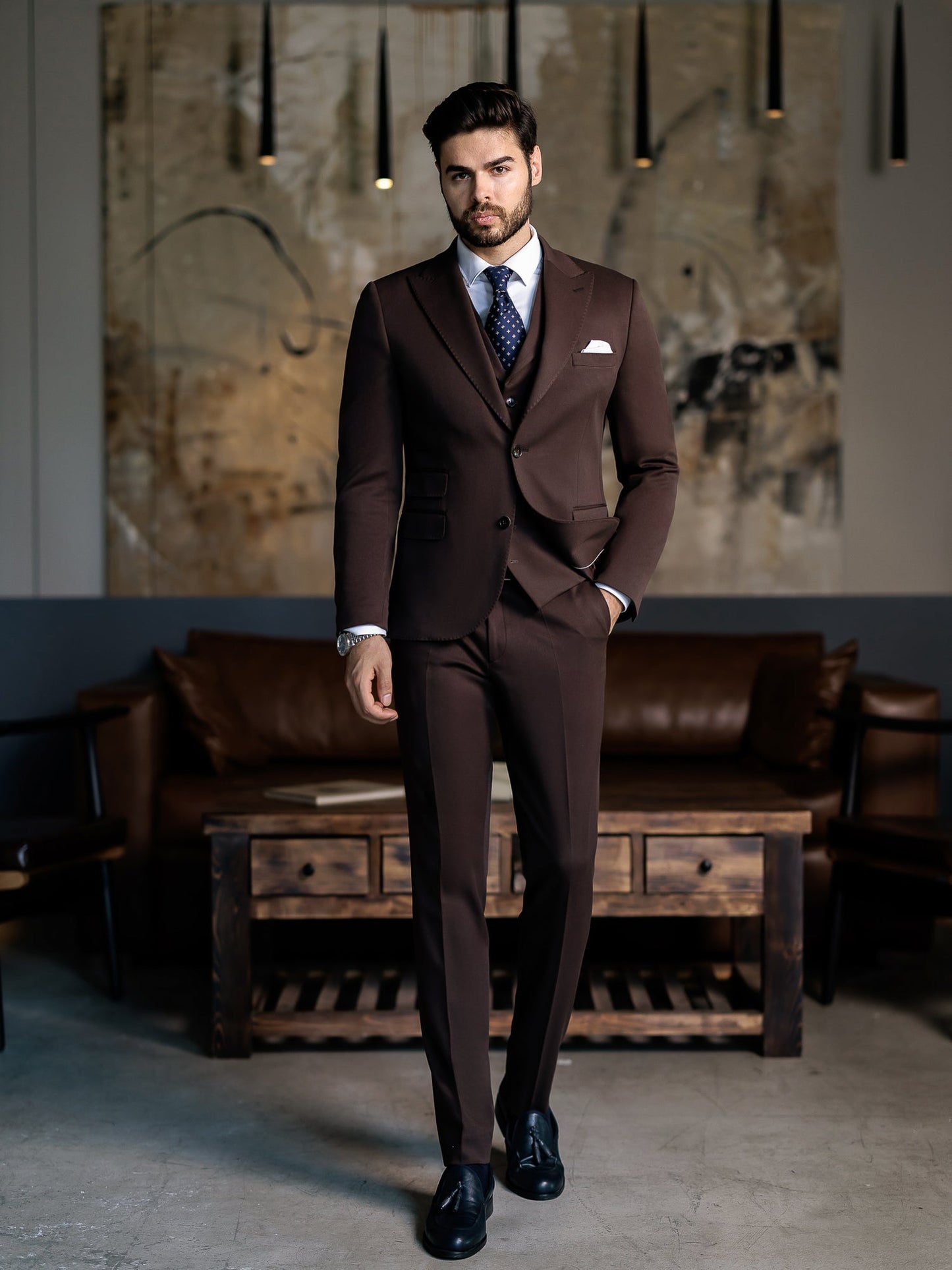 Brown Slim-Fit Suit 3-Piece VIOSSI