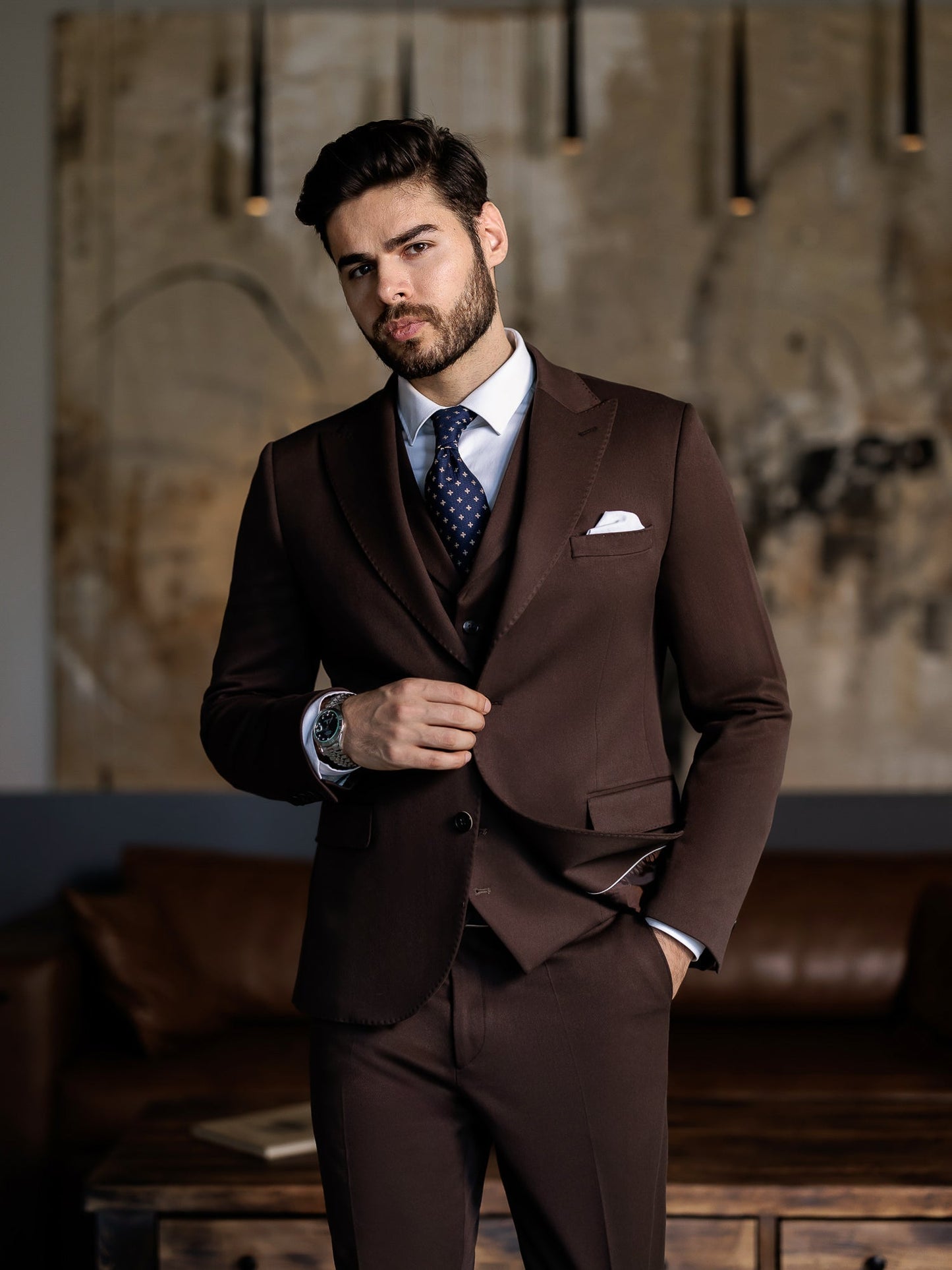Brown Slim-Fit Suit 3-Piece VIOSSI