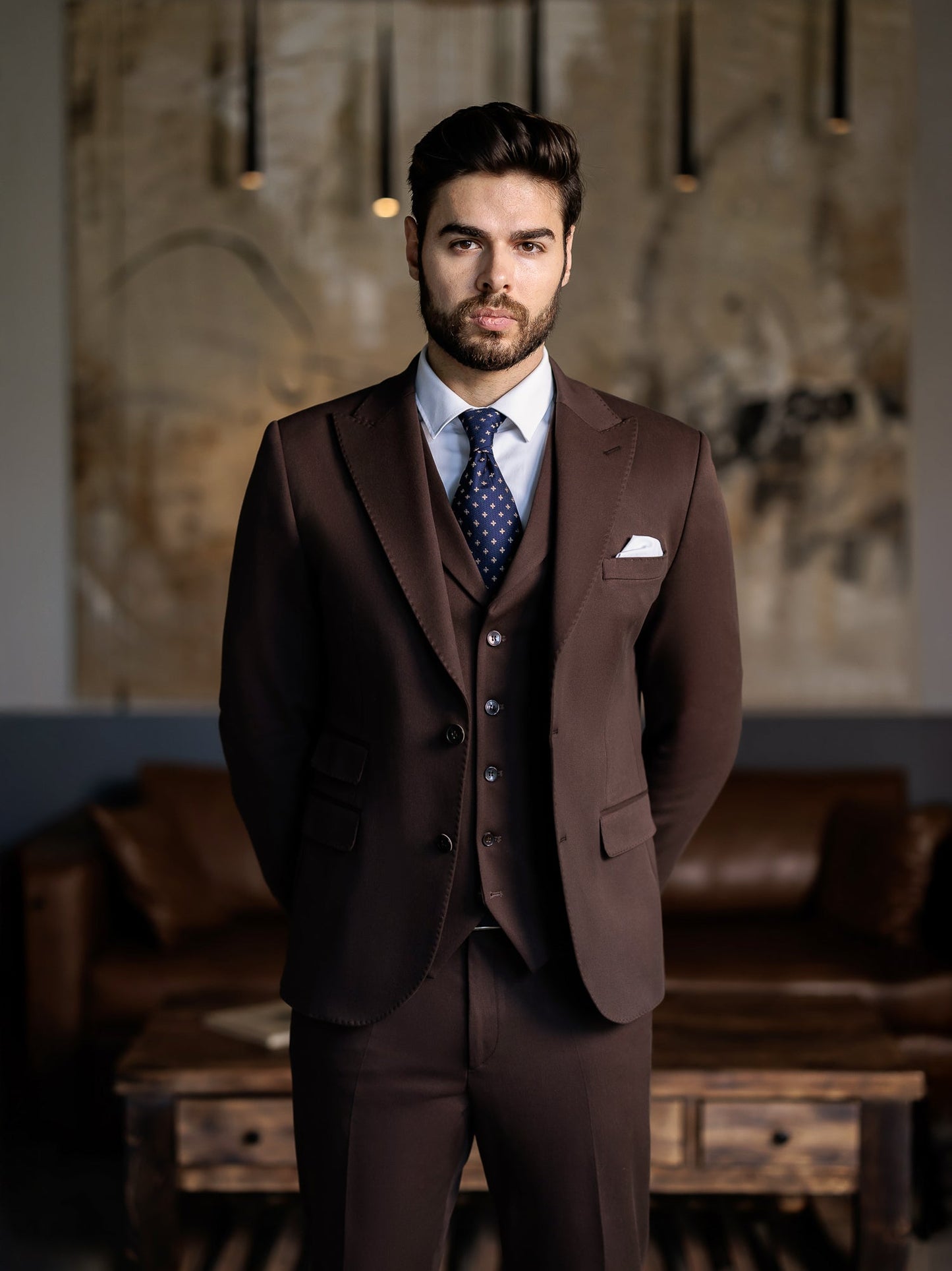 Brown Slim-Fit Suit 3-Piece VIOSSI
