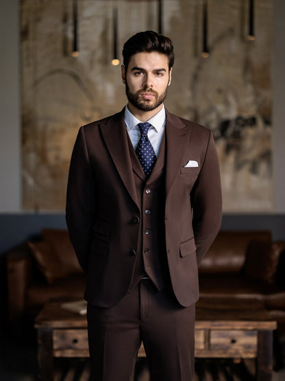 Brown Slim-Fit Suit 3-Piece VIOSSI