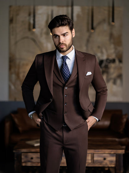 Brown Slim-Fit Suit 3-Piece VIOSSI