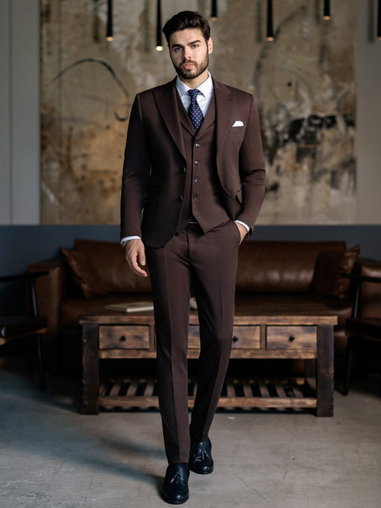 Brown Slim-Fit Suit 3-Piece VIOSSI