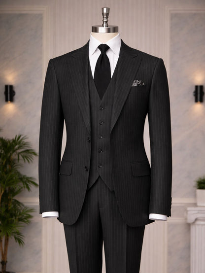 Black Double-Sided Vest Suit 3-Piece VIOSSI