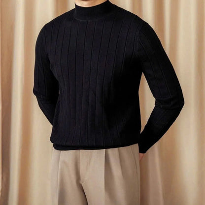 Men's Ribbed Mock-Neck Knit Sweater